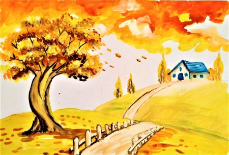 Рисунок осени детский карандашом