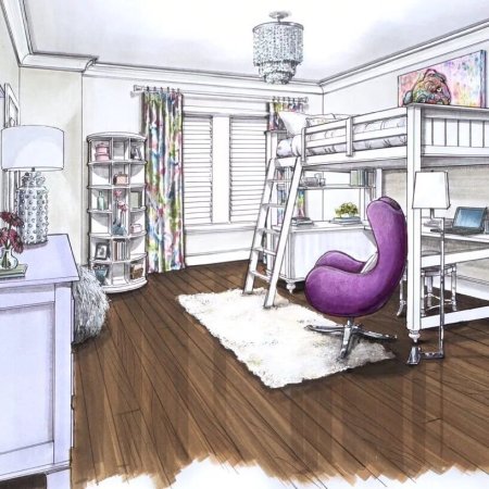 Интерьер комнаты чертеж