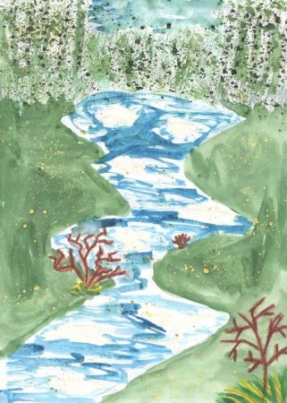 Весенний пейзаж с речкой