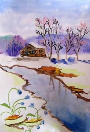 Рисование ледоход на реке в старшей группе