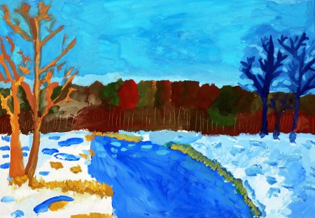 Весенний пейзаж карандашом