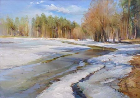 Весенний пейзаж карандашом