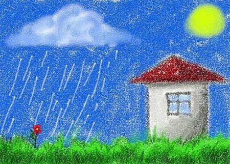 Рисование идет дождик