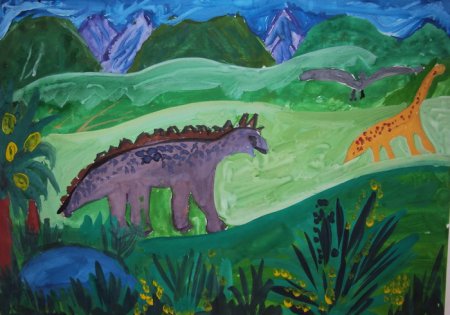 Детские рисунки динозавров