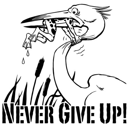 Never give up цапля