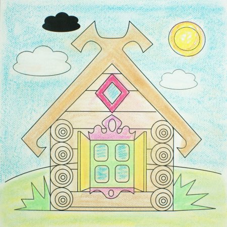 Рисование в средней группе на тему сказочный домик-Теремок