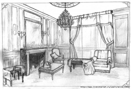 Дворянский интерьер карандашом