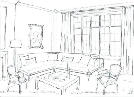 Эскиз интерьера литературной гостиной