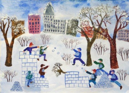 Снежный город рисунок