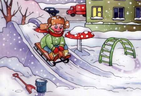 Зимний городской пейзаж для детей