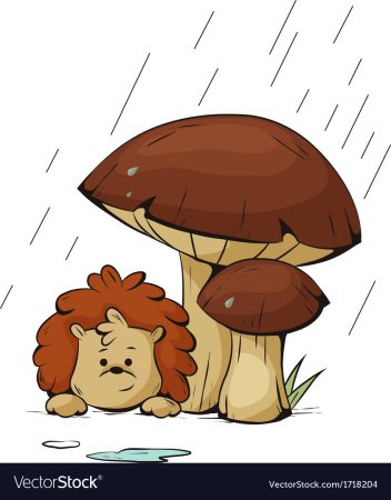 Ежик с грибами раскраска