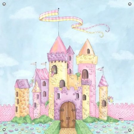 Замок цветными карандашами