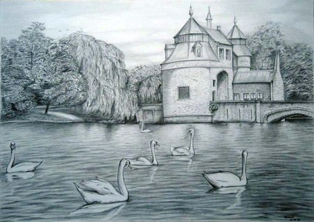 Пейзаж рисунок карандашом