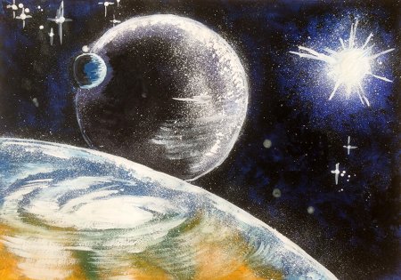 Детские рисунки на тему космос