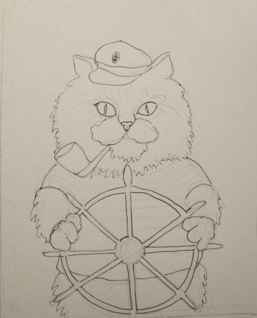Нарисованный кот Морячок