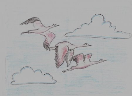Рисование улетают птицы