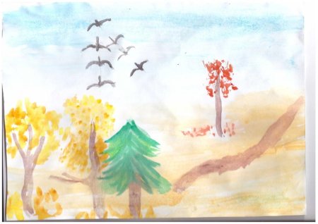 Рисунок на тему птицы улетают на Юг