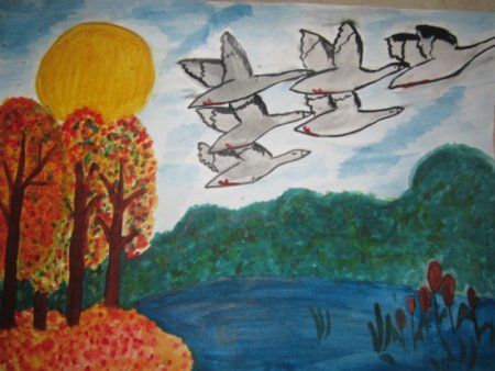 Рисование улетают птицы