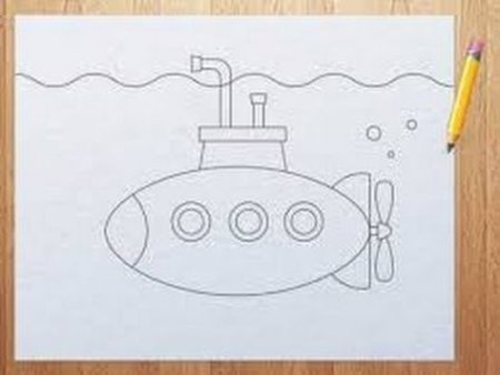 Аппликация подводная лодка из цветной бумаги