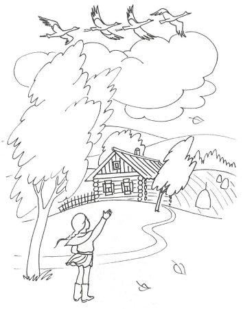 Рисование птицы улетают на Юг