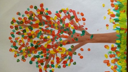 Рисование ватными палочками осень