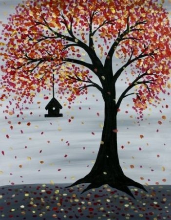 Дерево в нетрадиционной технике рисования