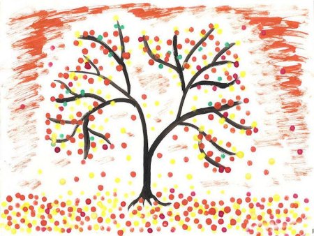 Рисование осени ушными палочками