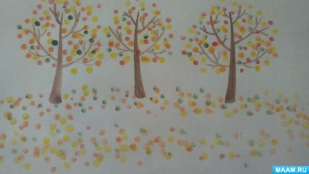 Пуантилизм для детей осенний лес в старшей группе