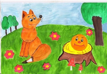 Колобок рисунок детский