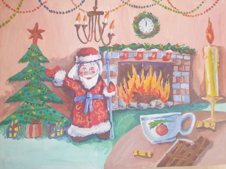 Новогодний город рисование