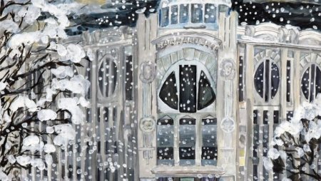 Рисование зима в городе