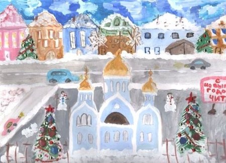 Рисунок на тему новогодний город