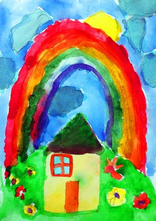 Домик на горе рисунок