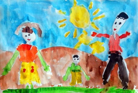 Детские рисунки мама папа я дружная семья