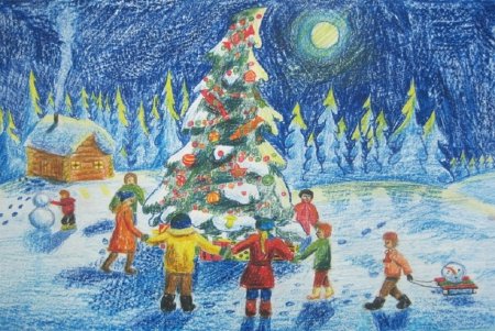 Рисование новогодний праздник