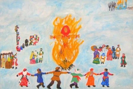 Народный праздник Масленица рисование