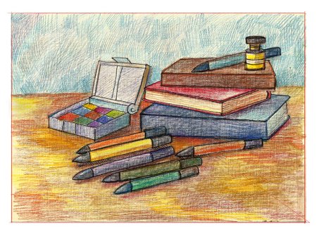 Натюрморт школьные принадлежности