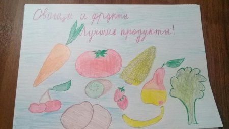 Плакат овощи и фрукты полезные продукты