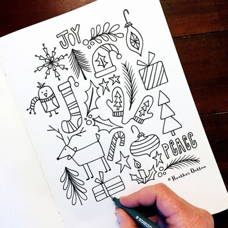 Новогодние рисуночки для скетчбука