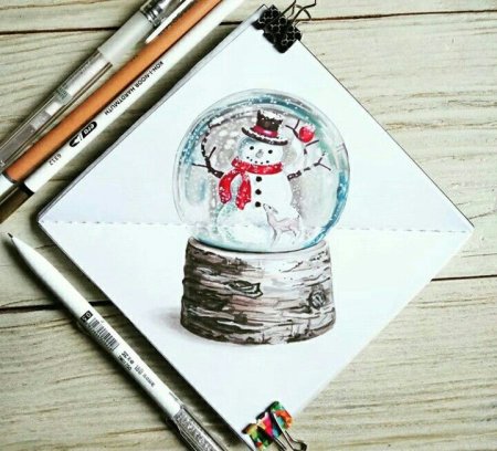 Новогодние рисунки для скетчбука