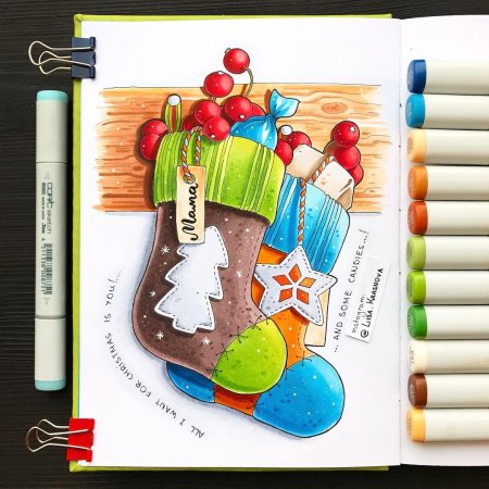 Новогодние рисунки для скетчбука