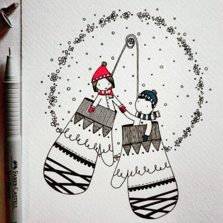 Новогодние рисунки для скетчбука