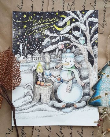 Новогодние рисунки в скетчбук легкие