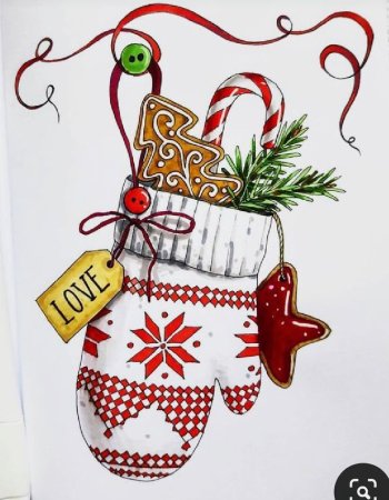 Новогодние рисунки фломастерами