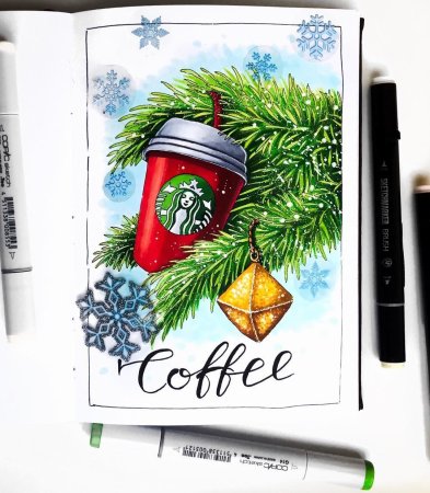 Рисование маркером на новогоднюю тему