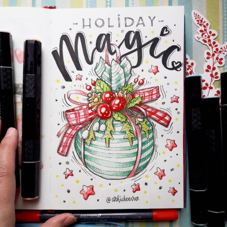 Новогодние скетчи маркерами