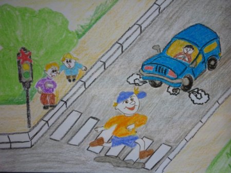 Детские рисунки на тему пешеход