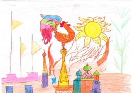 Рисунок к сказке о золотом петушке Пушкина