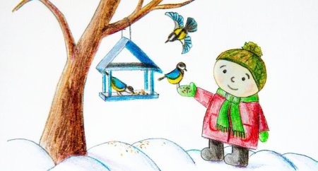 Кормушка для птиц рисунок