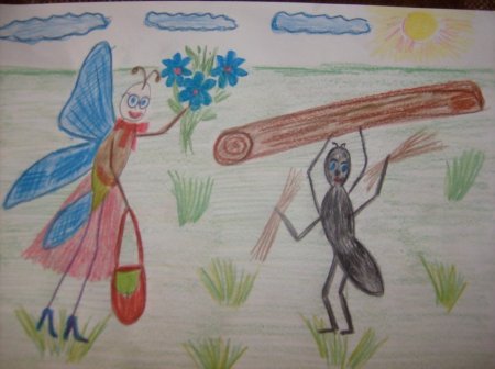 Стрекоза и муравей иллюстрации 4 класс